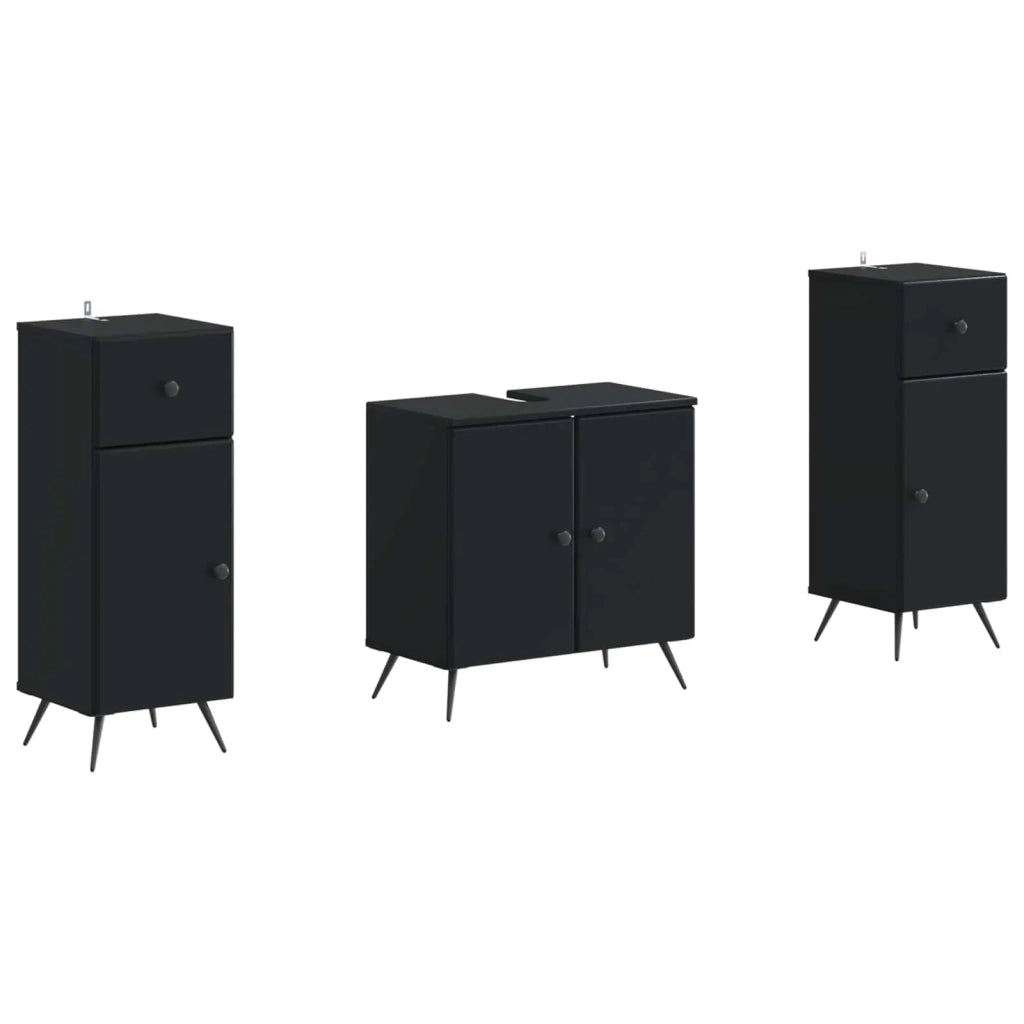 Set di Armadi da Bagno da 2 Pezzi BREDA Nero 3418045
