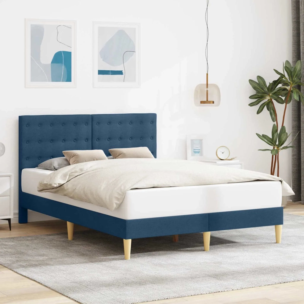 Letto matrimoniale | Letto per adulti | Struttura del letto con testiera Blu 120 x 200 cm Tessuto