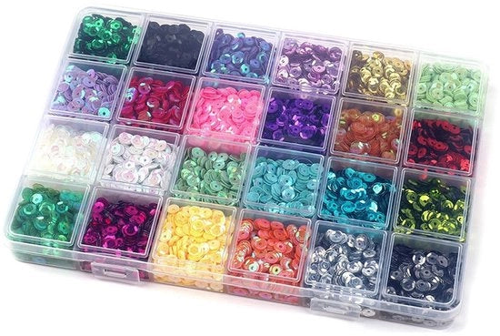Pailletten perle per creativa - 24 colori - Ideale per gioielli e decorazioni - Adatto per feste e matrimoni