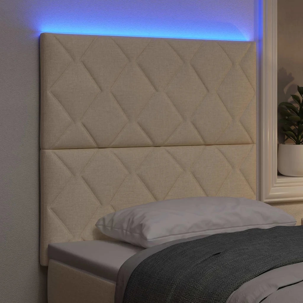 Testiera | Testata LED Crema 100 cm Tessuto