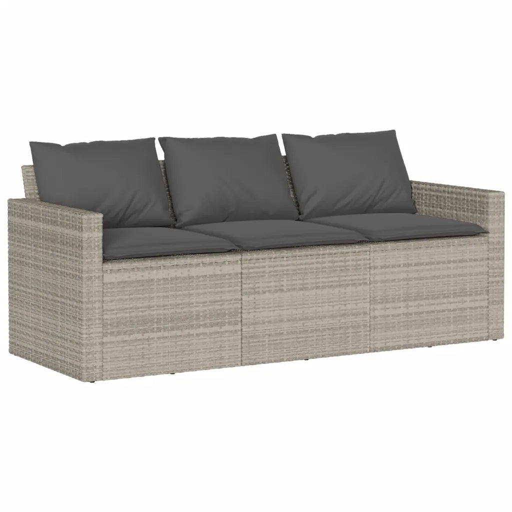 Set Divano da Giardino 6pz con Cuscini Grigio Chiaro Polyrattan