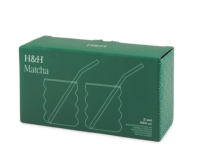 Set 2 Bicchieri + 2 cannucce Matcha Tea 350 cc