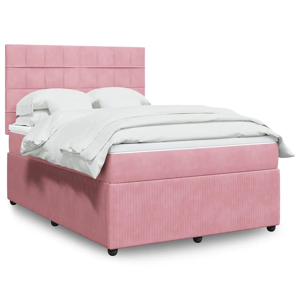 Giroletto a Molle con Materasso Rosa 140x200 cm in Velluto 3292363