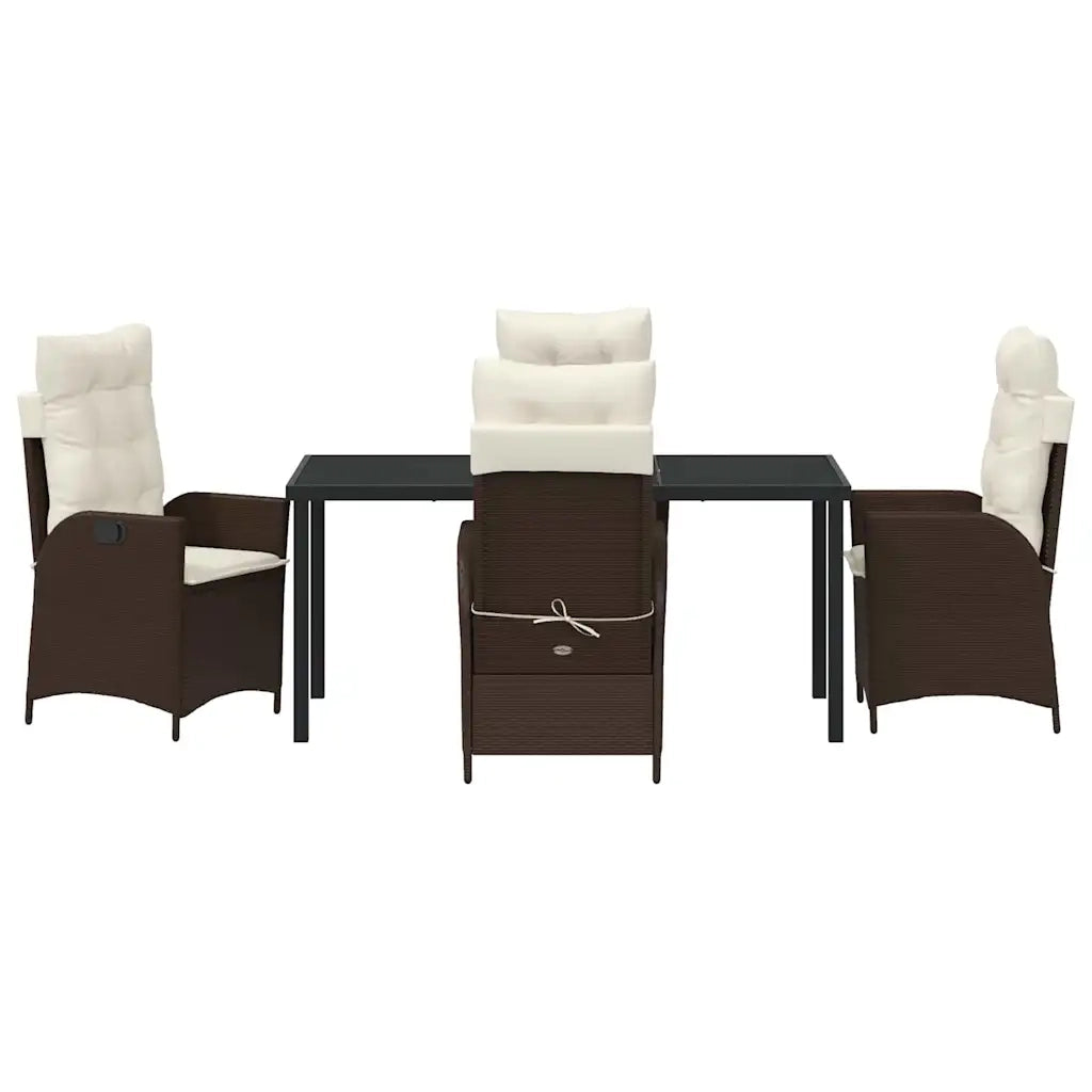 Set da Pranzo per Giardino con cuscino 5 pcs Marrone polyrattan