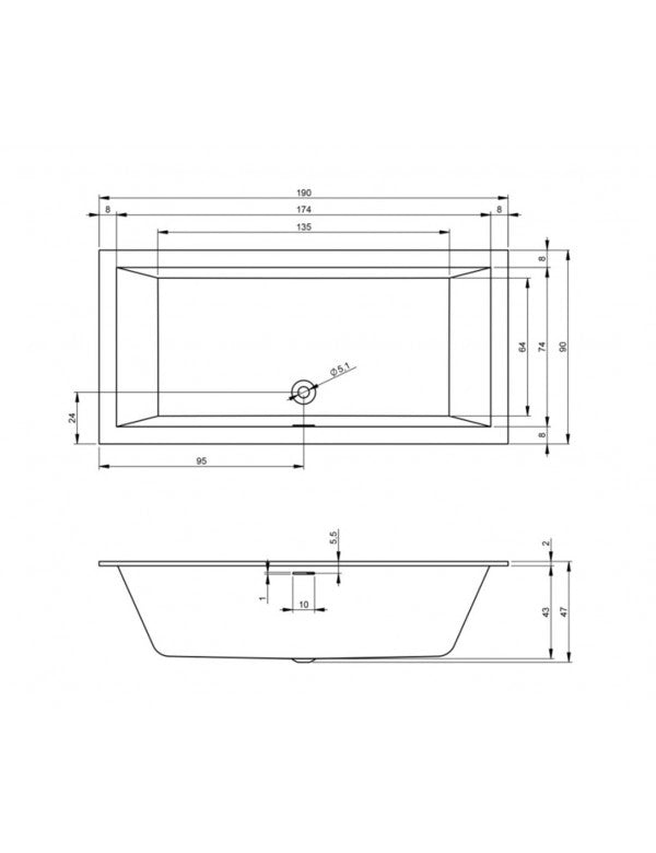 RIHO RETHINK CUBIC Plug&Play Vasca da bagno sinistra 190x90 cm