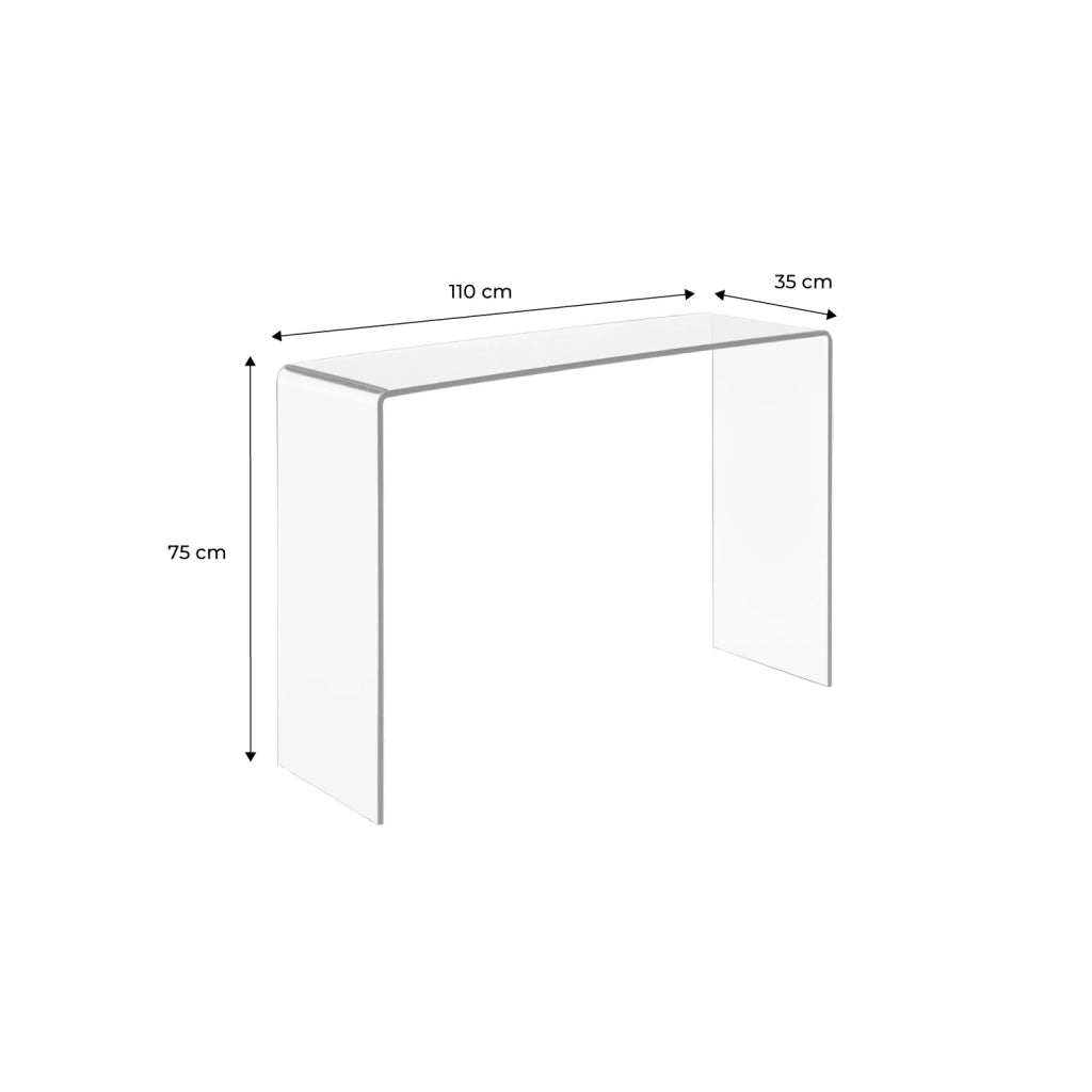 Console rettangolare in cristallo temperato, 110cm, blu grigio