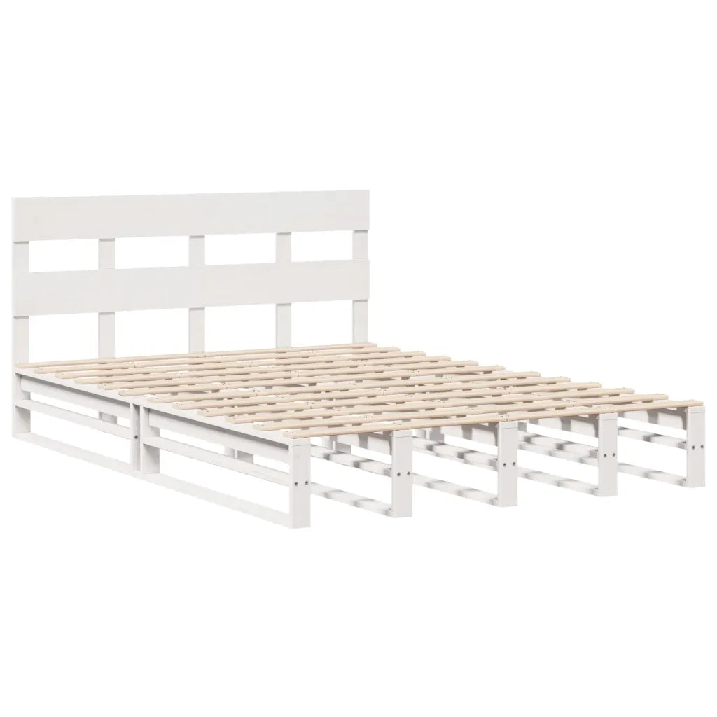 Letto senza Materasso-Struttura Letto Bianco 160x200 cm Legno Massello di Pino 385013