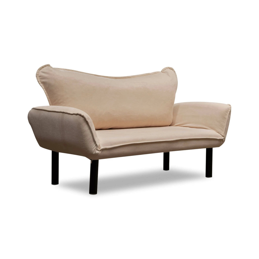 Hone, Divano Letto 2 Posti Contenitore, 140x65 cm Bianco Crema
