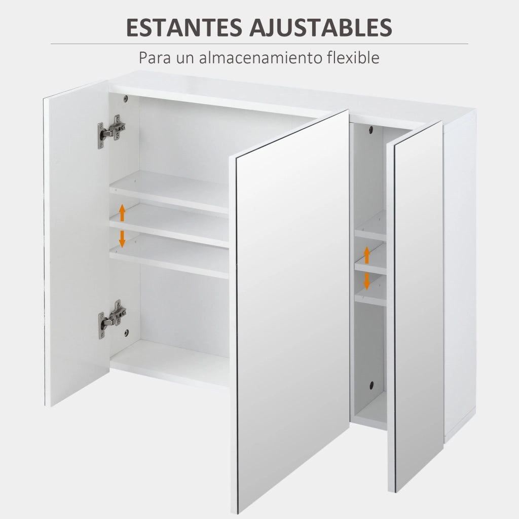 Mobile Bagno con Specchio e 3 Ante ¨C Minimal ¨C Bianco 70x15x60cm