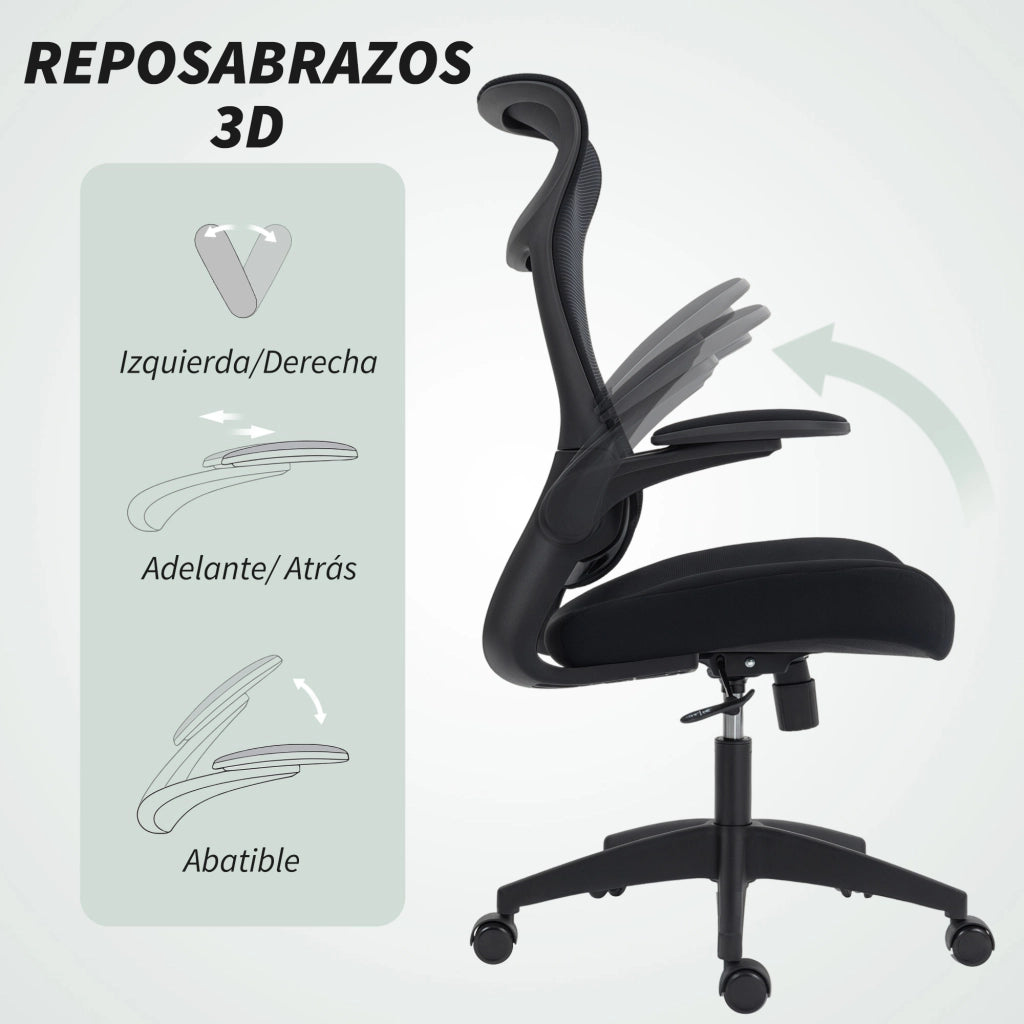 Sedia da Ufficio Ergonomica Girevole in Maglia con Supporto Lombare e Braccioli Regolabili ¨C Minimal ¨C Nero