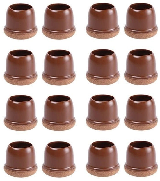 Protettori per pavimento in silicone - Adatti per gambe da 14-19 mm - Copertura per gambe - Protezione per pavimento - Duraturo - Colore marrone - Modello per coprire gambe di mobili
