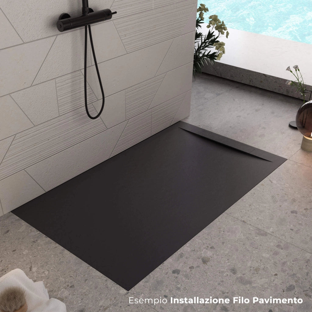 Piatto Doccia in Pietra 90x110 cm Bonussi Ardesia Calcutta Nero