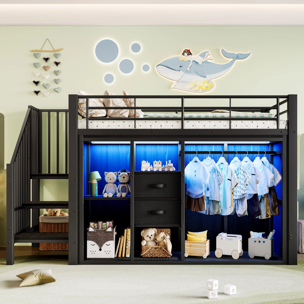 Letto singolo 90x200 - Xylo - Nero, LED