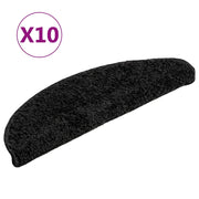 Tappetini per scale 10 pz | Gradini per Scale 56x17x3 cm Nero Semicircolari