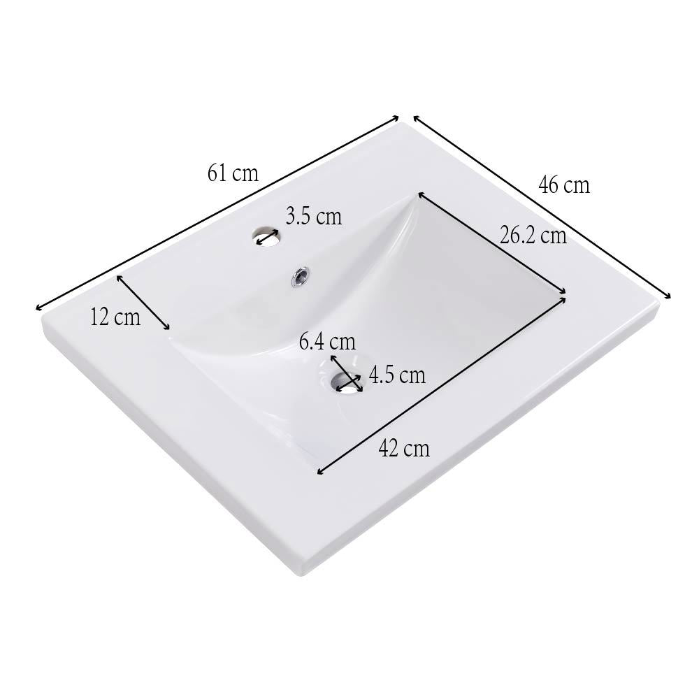 Mobile bagno con lavabo - Xylo - 60 cm, grigio chiaro, vaschetta in ceramica