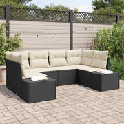 Set Divano da Giardino con cuscino 6 pcs Nero polyrattan 3347197