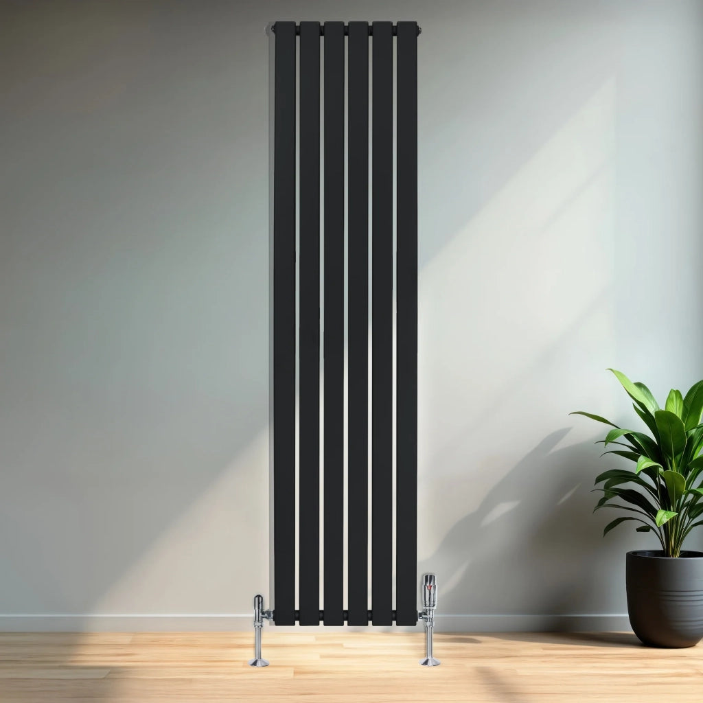 Radiatore Verticale 1800 x 420 mm con Valvole TRV Nero