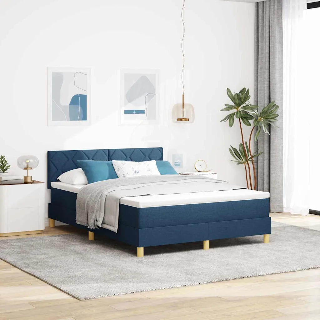 Letto a molle con materasso Blu 160 x 200 cm Tessuto 3339013