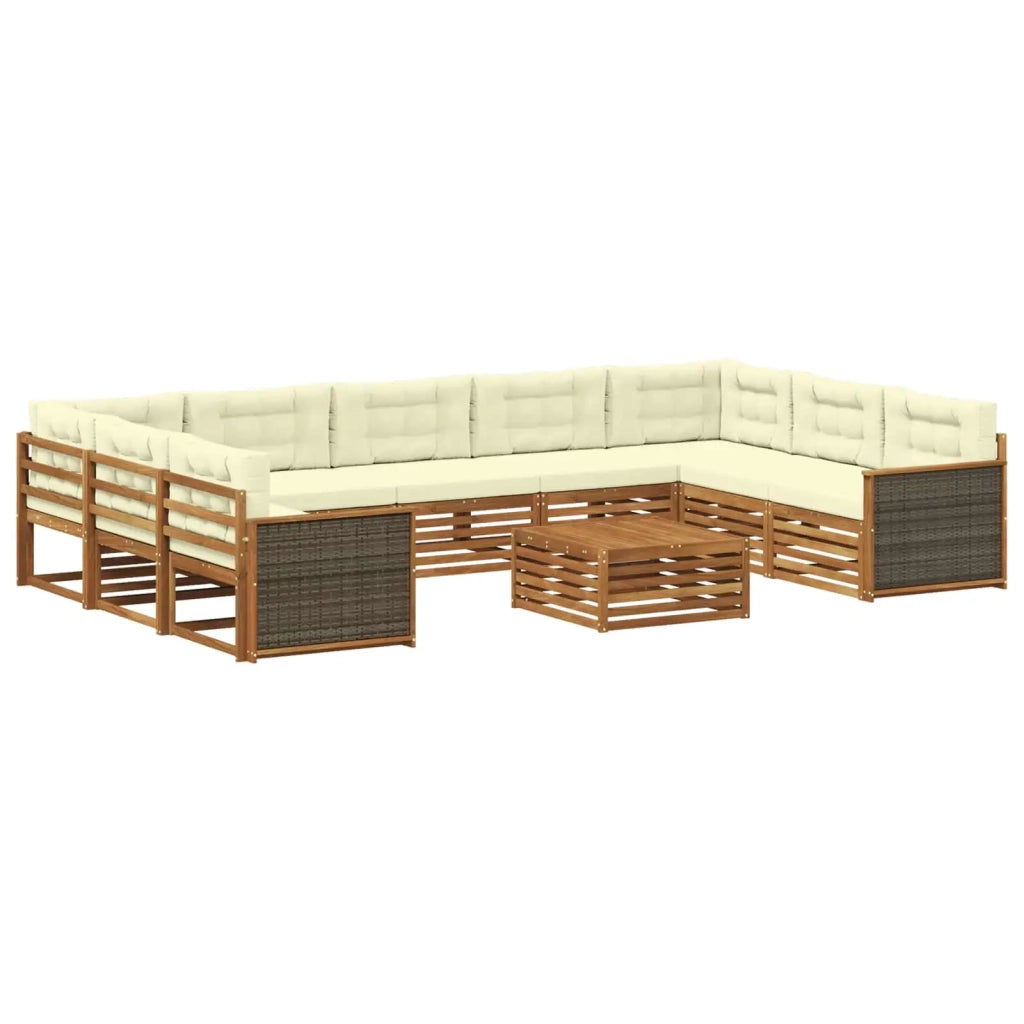 Set di divani da esterno con cuscino 10 pcs Naturale e Crema 3383858