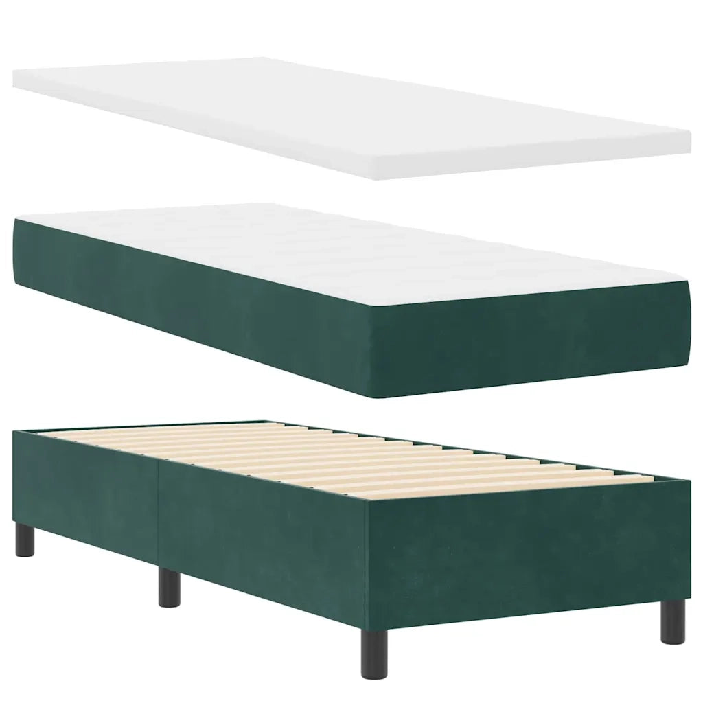 Letto a molle con materasso Verde Scuro 80 x 200 cm Velluto 3339863