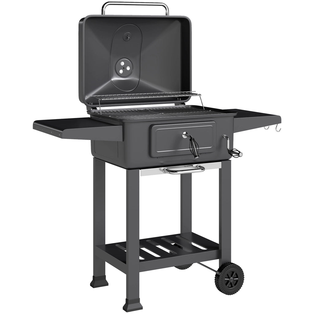 Barbecue a Carbone con Affumicatore ¨C Xylo ¨C Nero con Termometro e Mensole Laterali