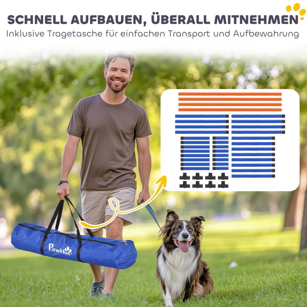 Set Agility per Cani ¨C Xylo ¨C 4 Pezzi con Ostacoli Regolabili e Borsa