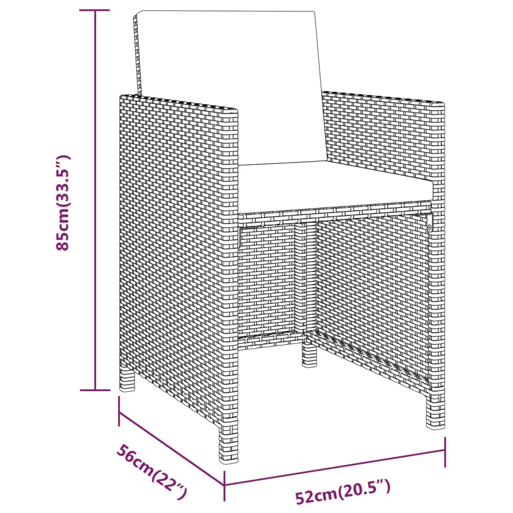 Set da Pranzo per Giardino 3 pz con Cuscini Grigio 3094303