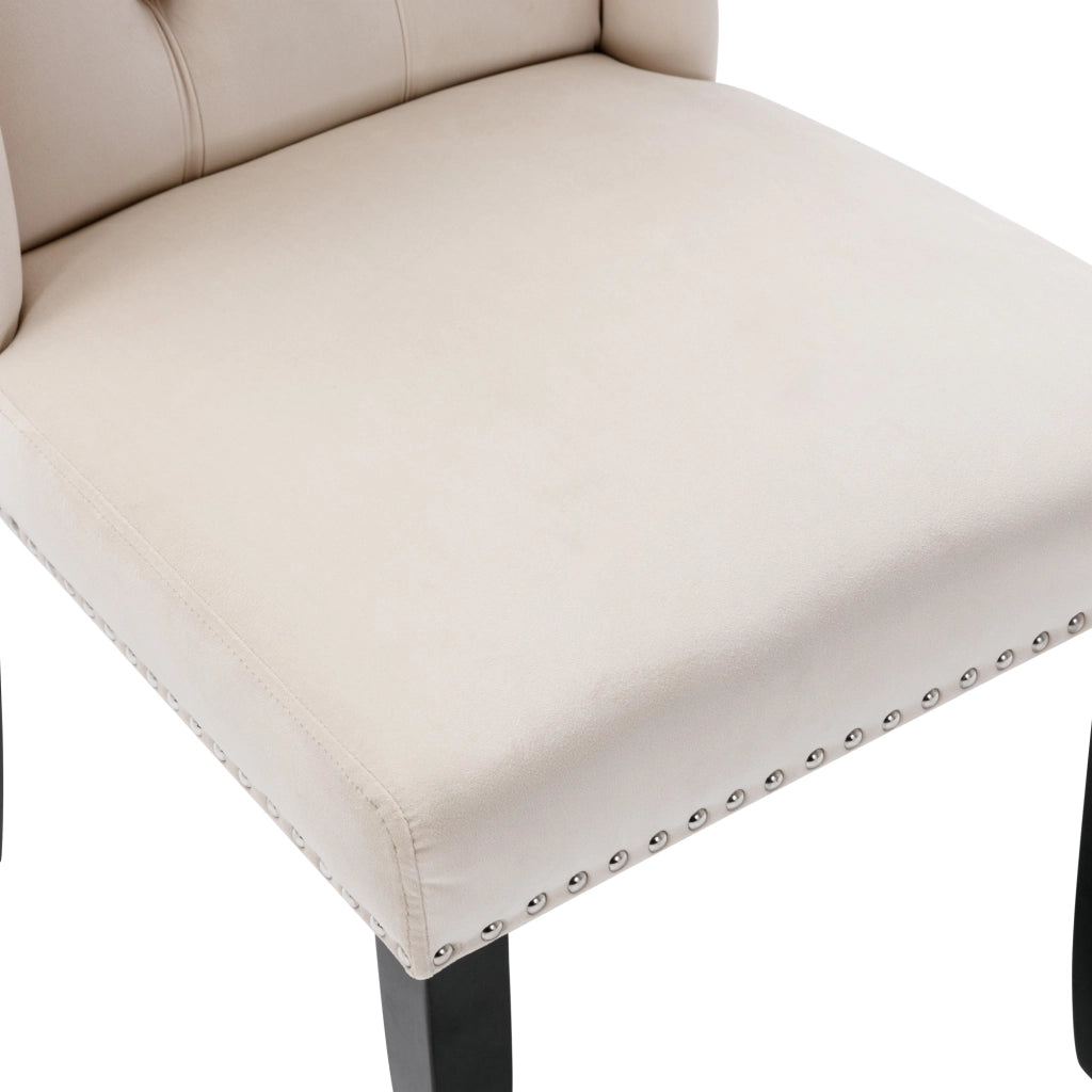 SEDIA DA PRANZO Set da 4 pezzi in velluto beige con gambe in quercia