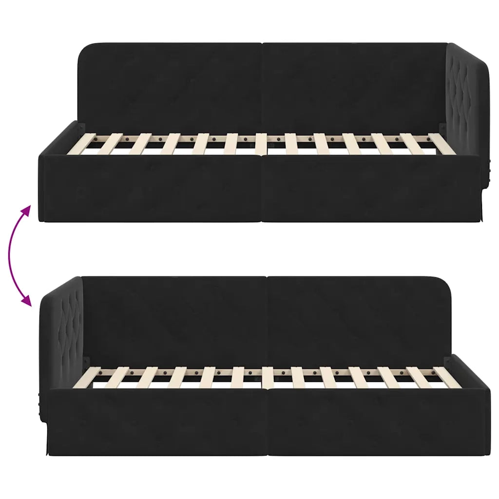 Cornice del letto ad angolo Nero 100 x 200 cm Velluto 42016548