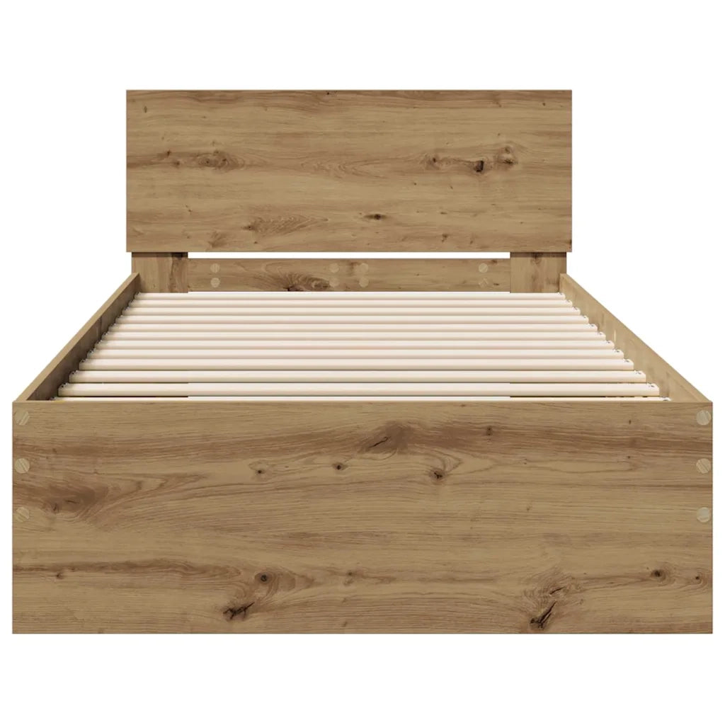 Struttura del letto con testiera Rovere artigianale 75 x 190 cm 871661