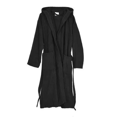 Accappatoio nero 100% cotone taglia L con tasche cappuccio e cintura