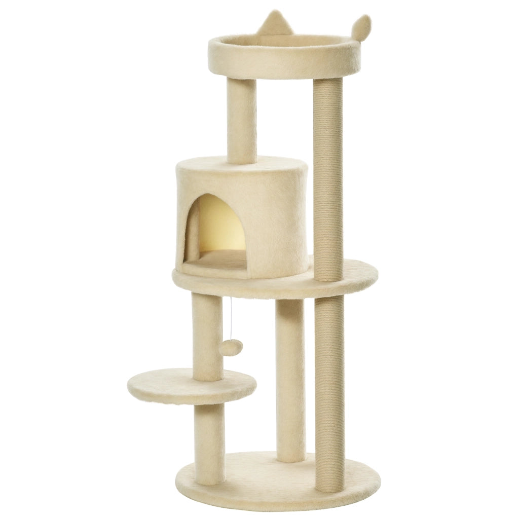 Albero Tiragraffi per Gatti con Cuccia e Piattaforma ¨C Minimal ¨C 104 cm Bianco