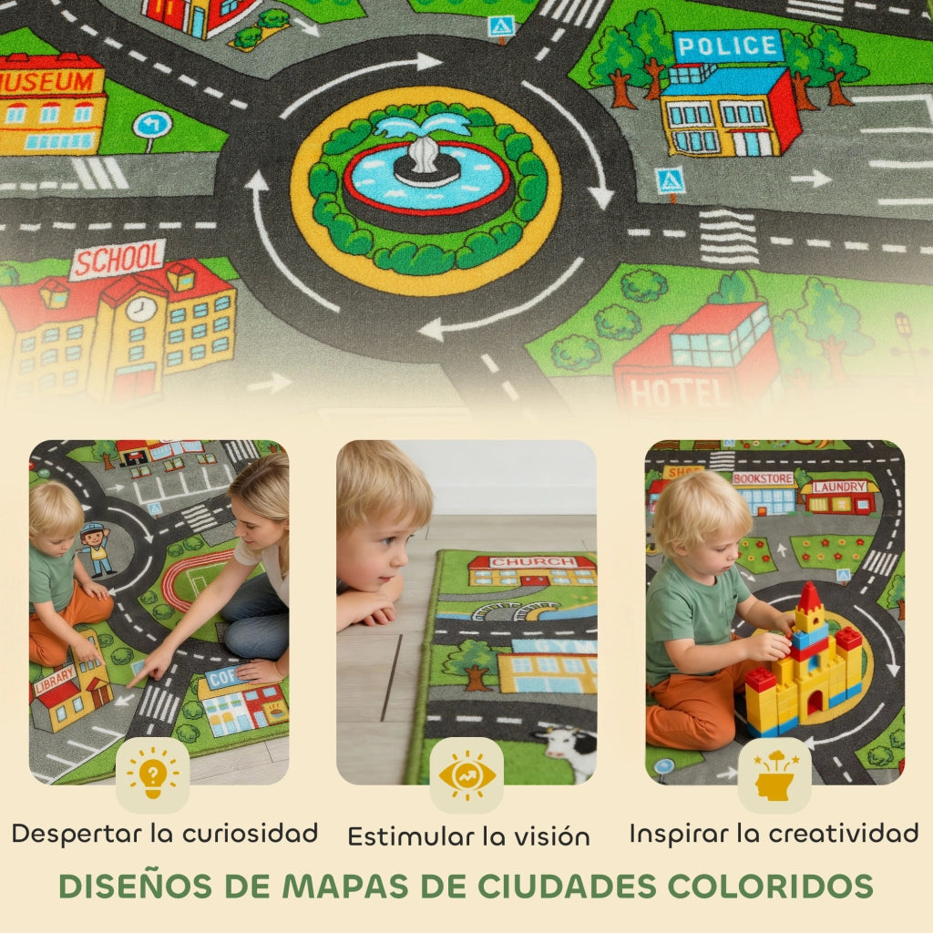 Tappeto Gioco Citt¨¤ Stradale per Bambini ¨C Xylo ¨C 200x150 cm Antiscivolo
