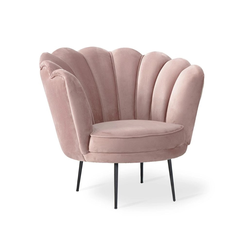 Poltrona a conchiglia Orel in tessuto colore rosa