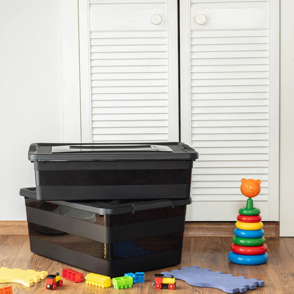 KADAX Contenitore per giocattoli in plastica da 28 litri con coperchio
