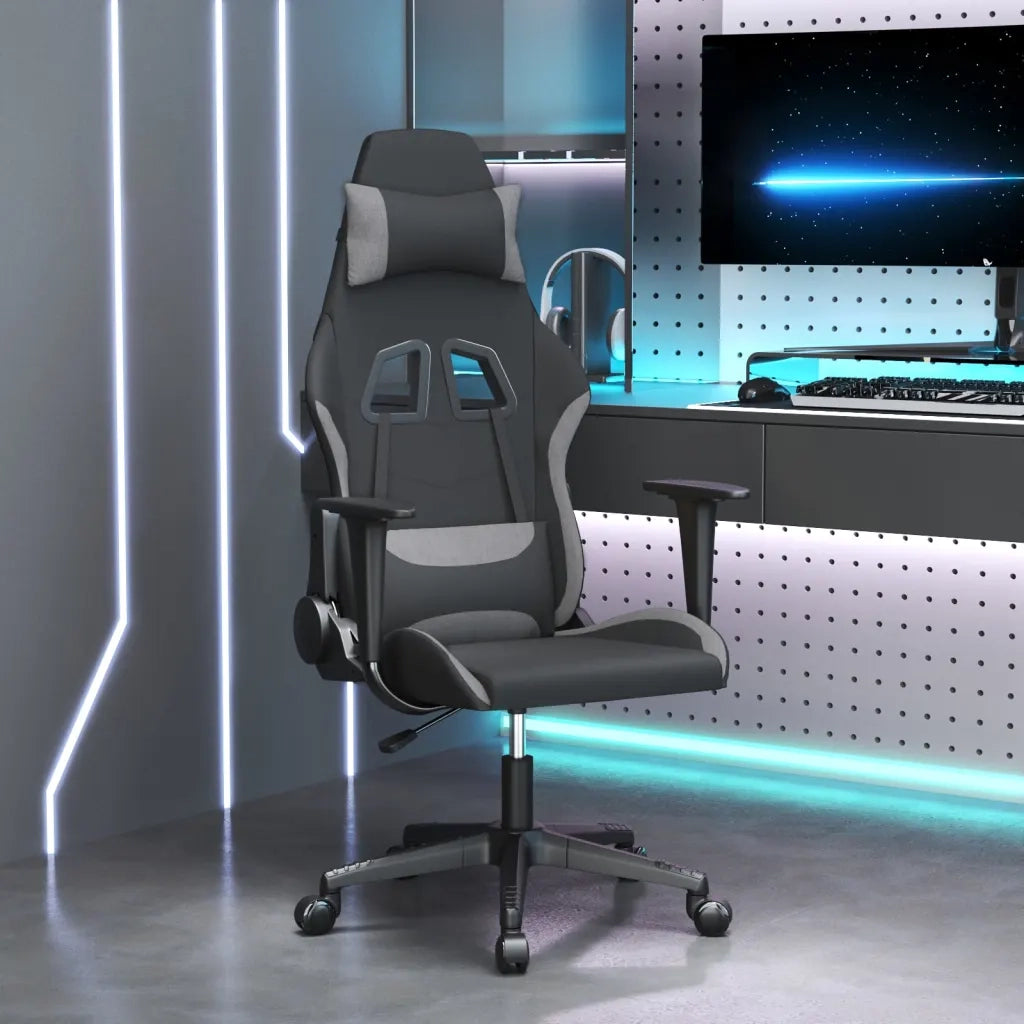 Sedia da Gaming Nero e Grigio Chiaro in Tessuto 345492