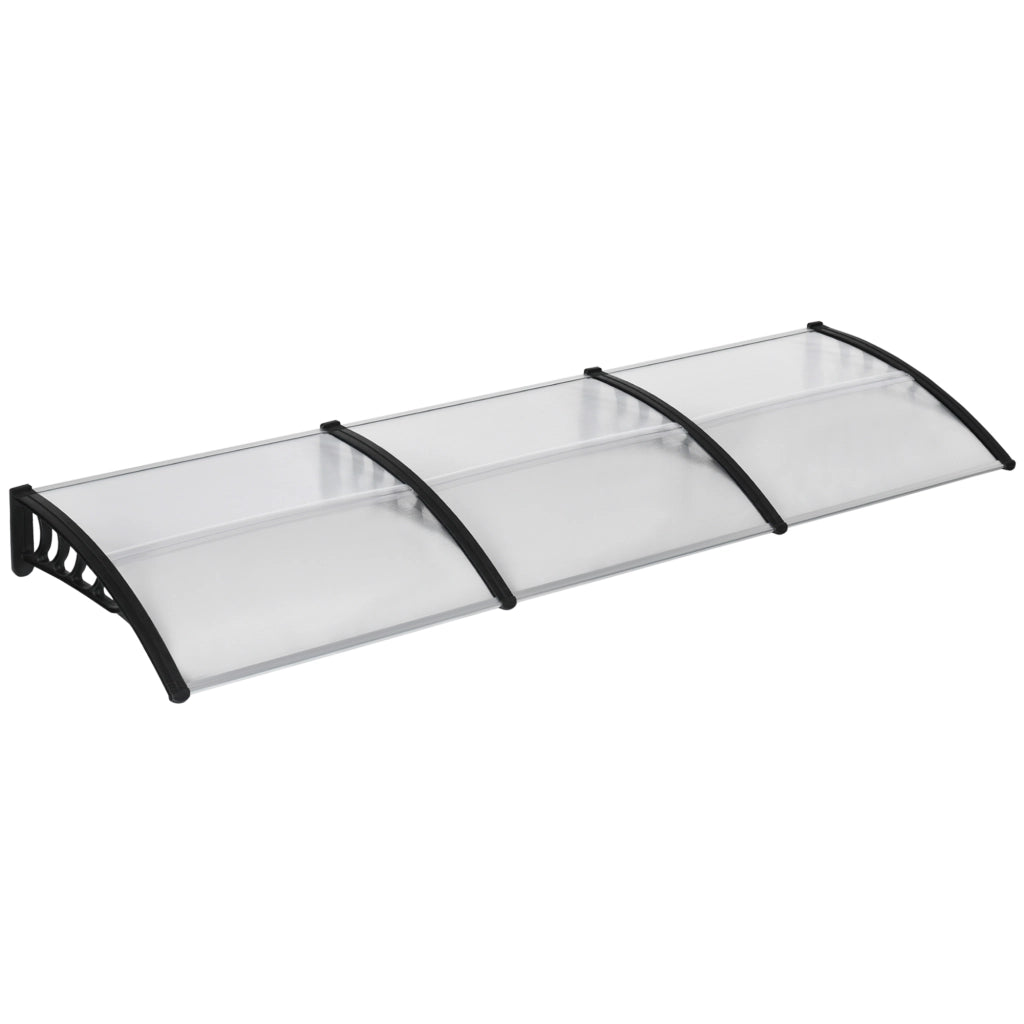 Tettoia per Balcone in Policarbonato e Alluminio ¨C Minimal ¨C 303x96x27 cm, Nera e Trasparente