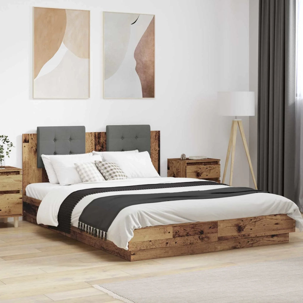 Struttura letto con testata-Giroletto Legno vecchio 140 x 200 cm