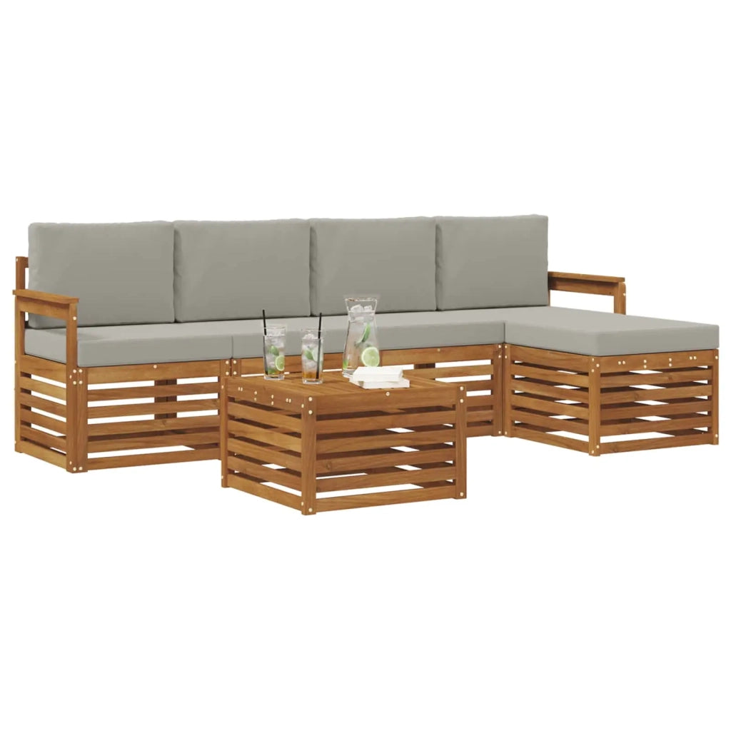 Set di divani da esterno 6 pcs Grigio Naturale e Chiaro 3374676