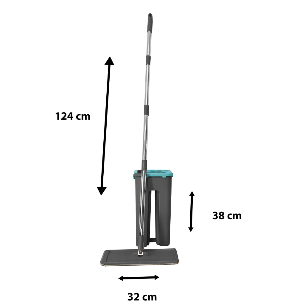Panno extra piatto con secchio strizzatore 4 Panni riutilizzabili in microfibra blu