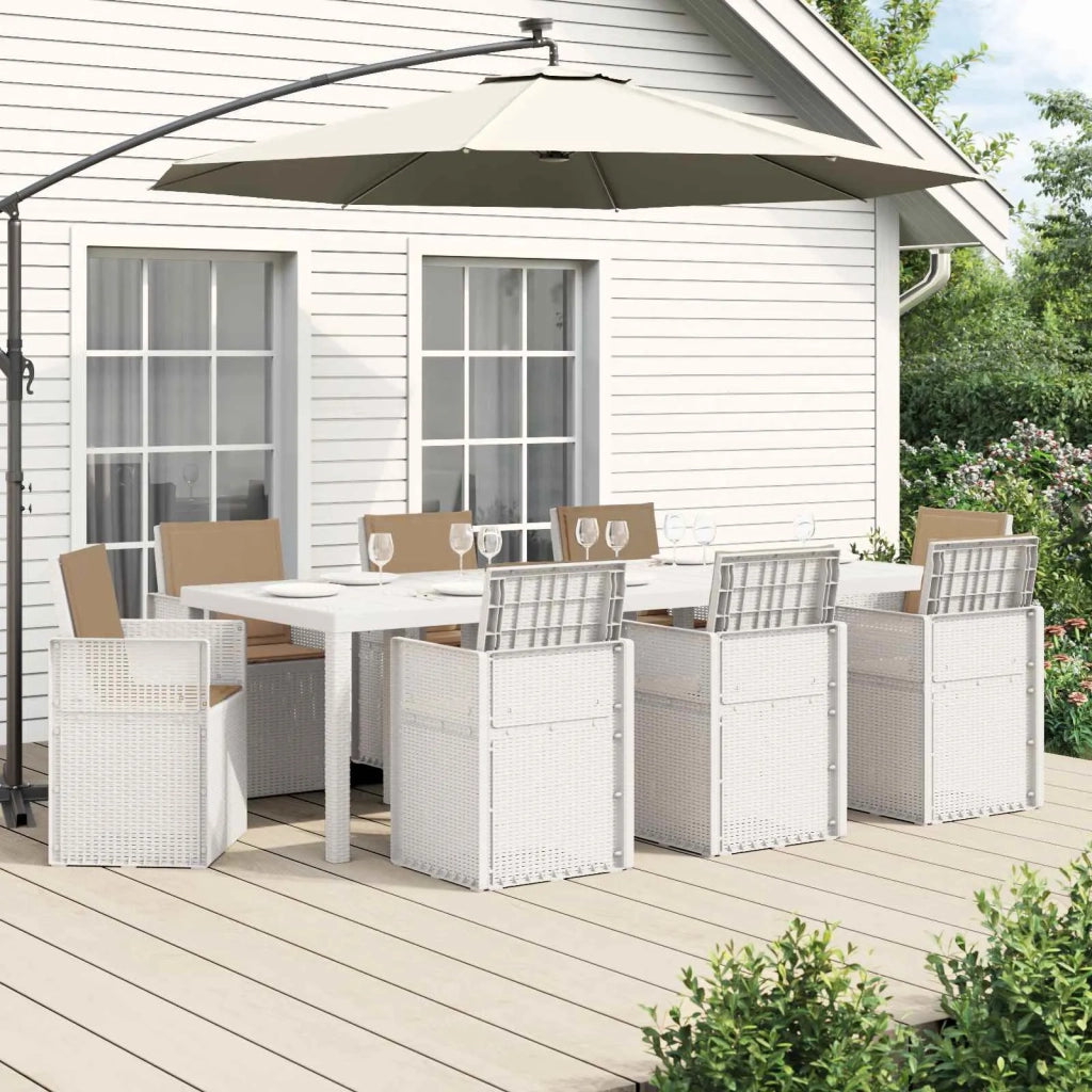 Set da Pranzo per Giardino 9 pcs Bianco e Tortora PP 3430097