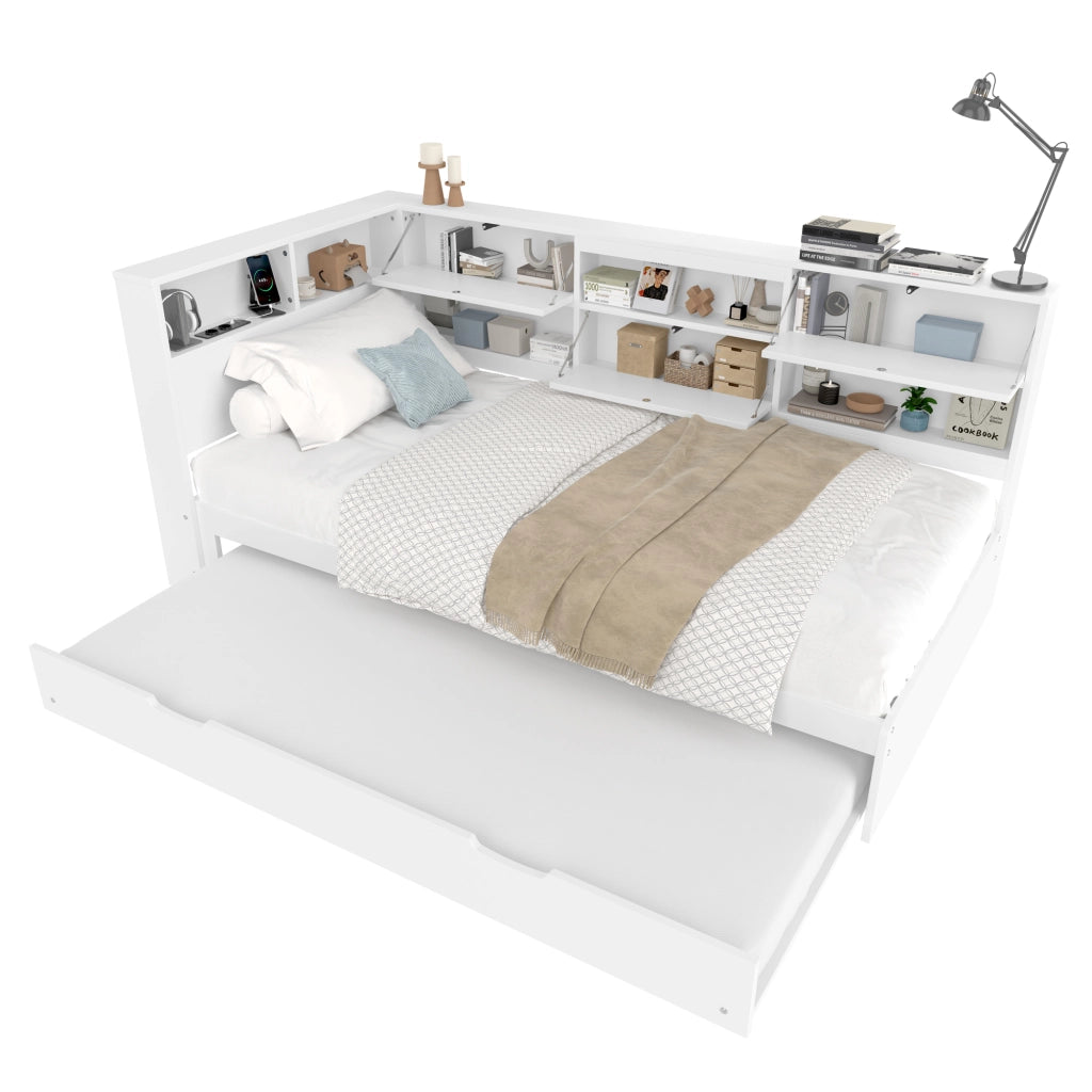 Divano Letto Estraibile con Contenitore ¨C MINIMAL ¨C Bianco 90x200