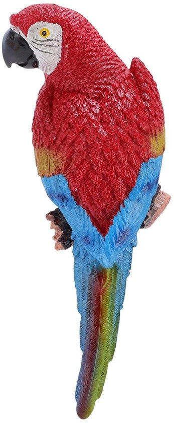 Decorazione per muro di un pappagallo realistico in resina - scultura da appendere - decorazione per giardino - peso leggero - resistente agli urti