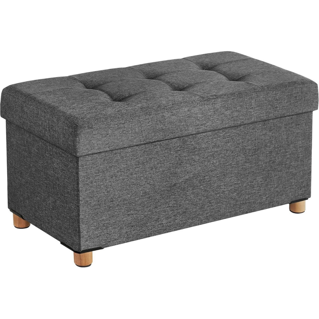 Panca pouf contenitore imbottita in grigio scuro