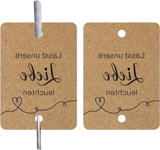 Etichette di nozze Plus - 50 pezzi - Decorazione di nozze - Illuminare l'amore - Carte per candele a olio e luci da terra