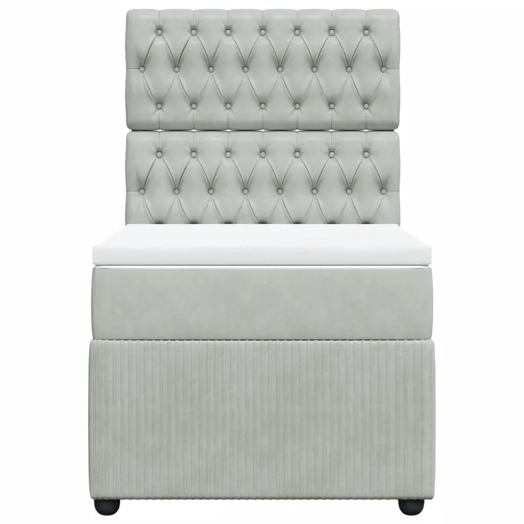 Giroletto a Molle con Materasso Grigio Chiaro 90x190 cm Velluto 3292220