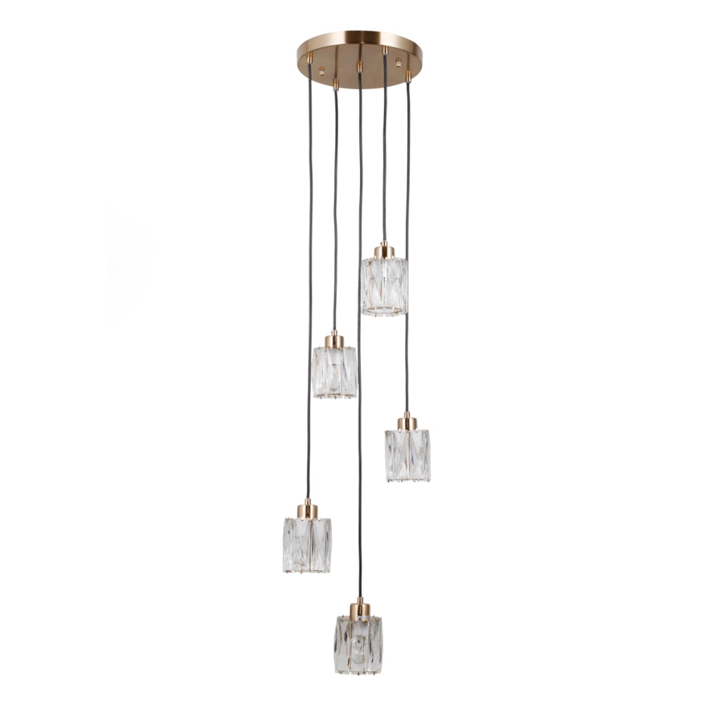 Lampadario TORNO oro cristallo tondo 5xE14 40W Italux