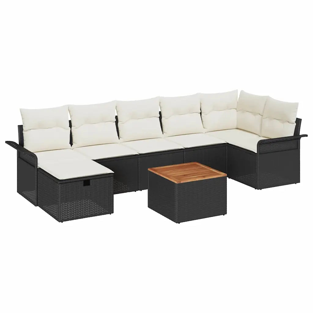 Set Divano da Giardino con cuscino 8 pcs Nero Poly Rattan 3360792