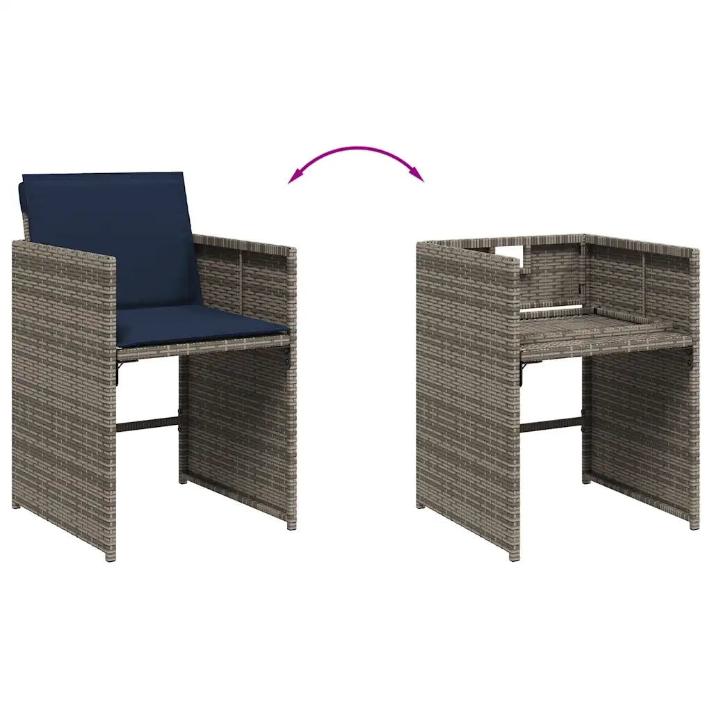 Set da pranzo da giardino da 17 pz con Cuscini in Polyrattan Grigio 3278136