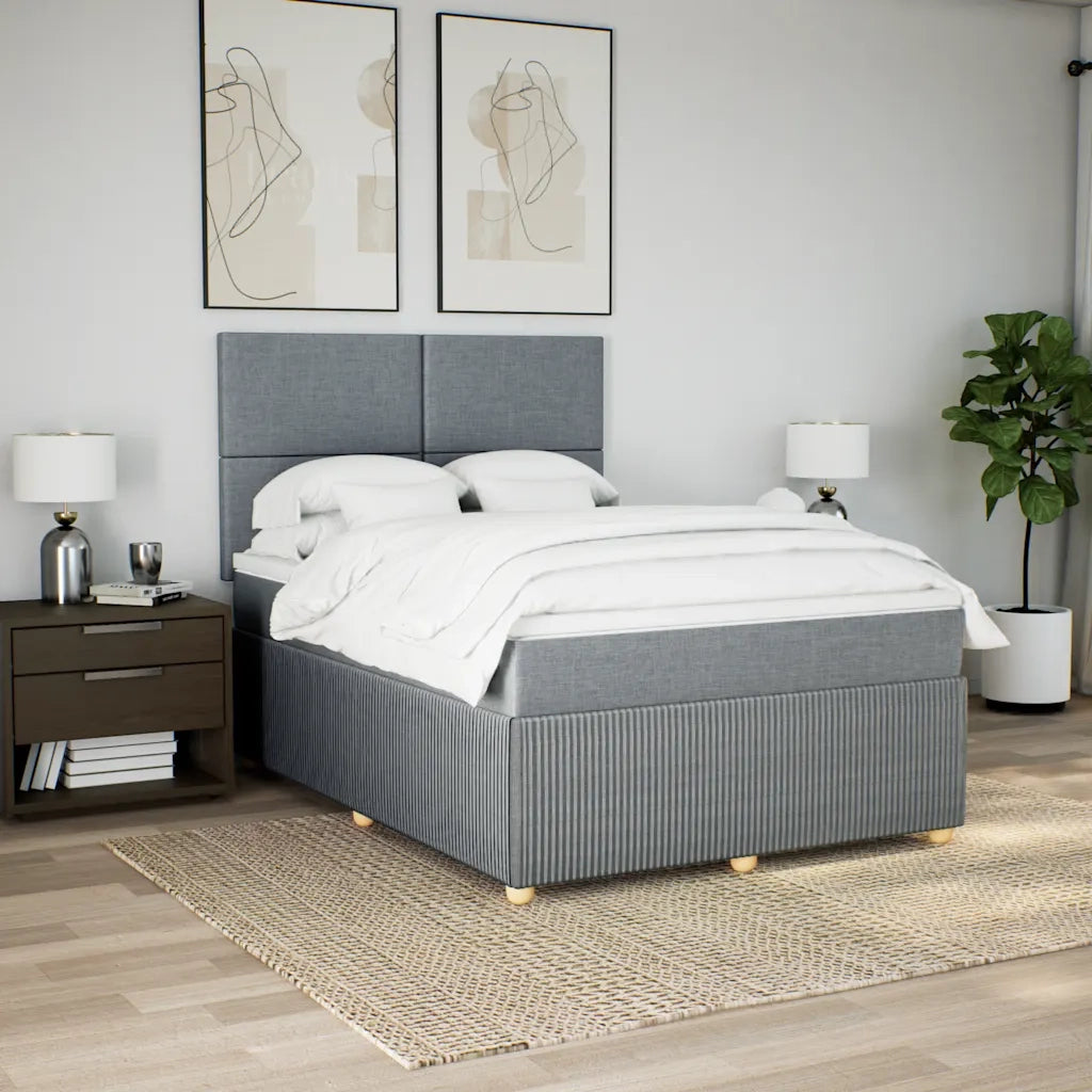 Giroletto a Molle con Materasso Grigio Chiaro 140x190cm Tessuto